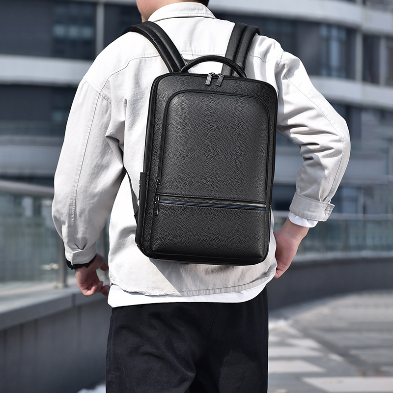 Leatherwork Bag - PU Leather Men's Backpack USB Charging