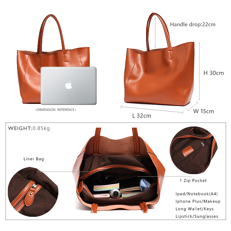 Minimalist Big Tote Bag Women  - Leatherwork Bag review and price