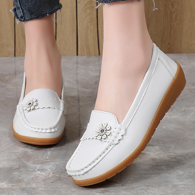 Women's Moccasins Solid Color  - Leatherwork Flowers review and price