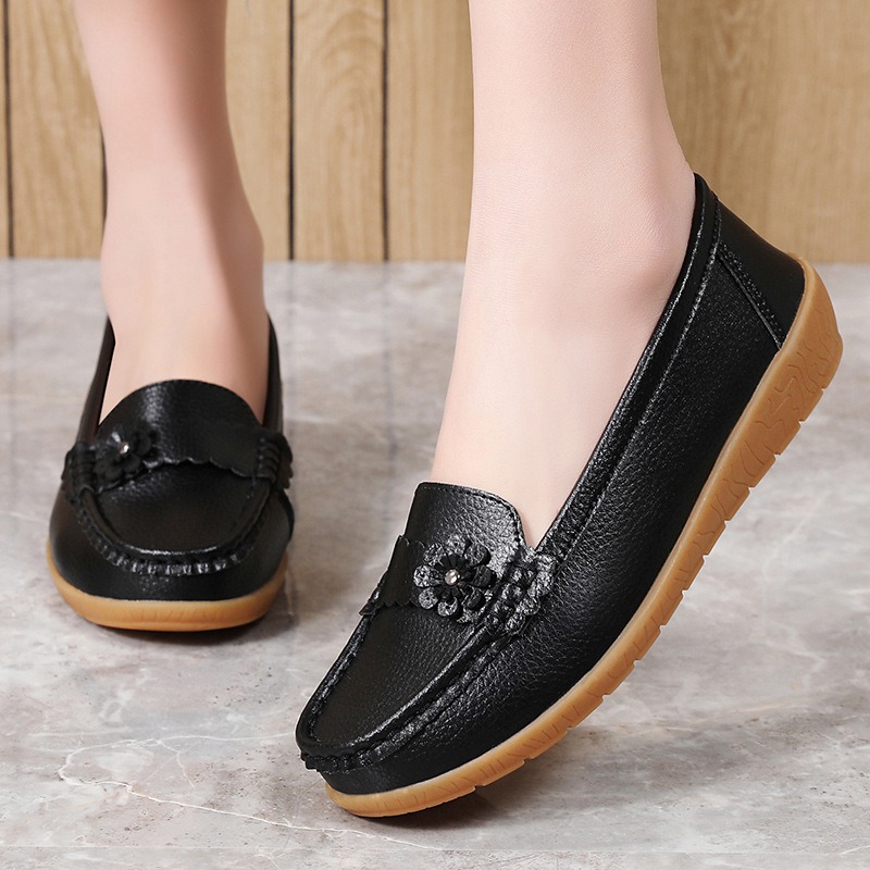 Women's Moccasins Solid Color  - Leatherwork Flowers review and price