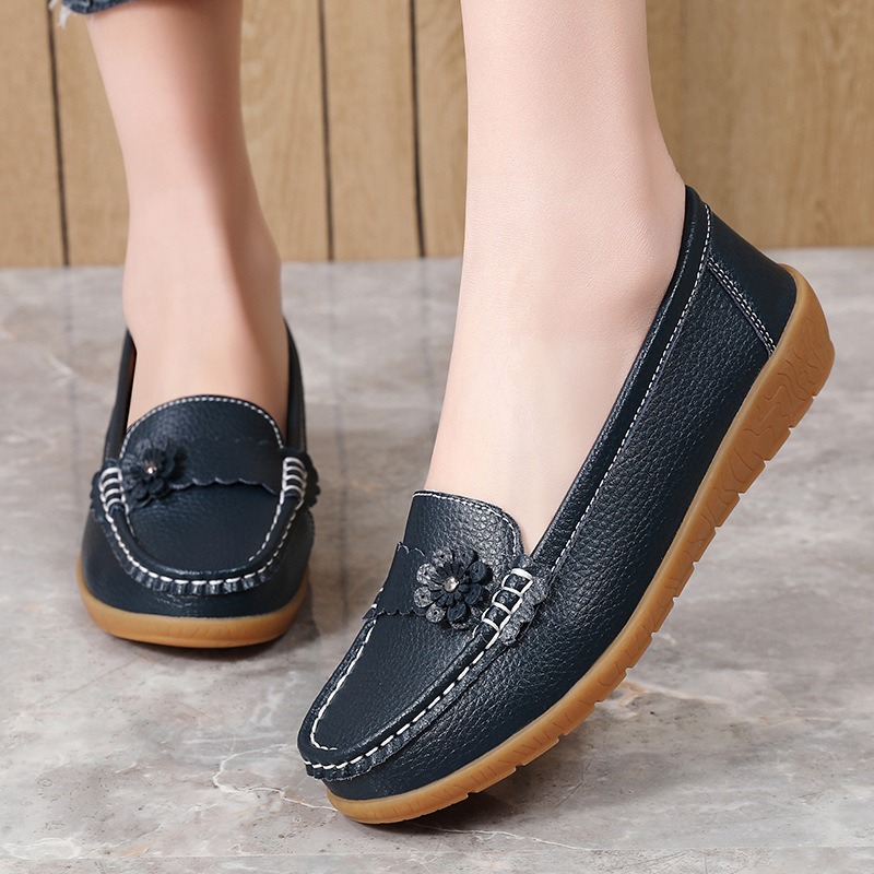 Women's Moccasins Solid Color  - Leatherwork Flowers review and price